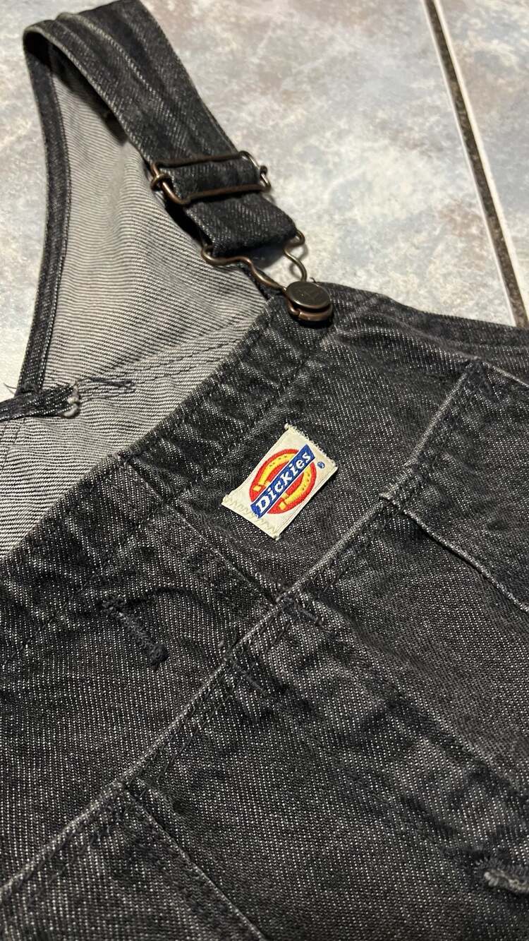 Dickies Vintage Black Denim Bib Overalls - Picture 3 of 9